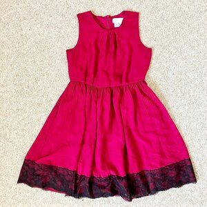 Lavender Burgandy Red Girls Dress Size 12 with Black lace